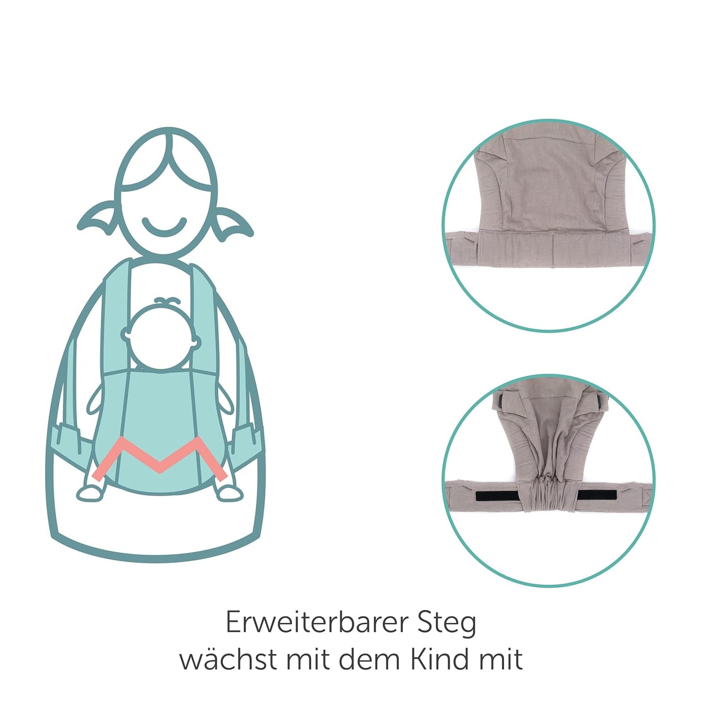 Fillikid Babytrage Natural ab 3,5-20 kg für Bauch-, Hüft und Rückentrageposition - Grau