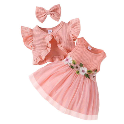 Toddler Baby Girl Dress and Cardigan Set Long Sleeve Cotton Princess Tutu Dresses with Outfits Coat
