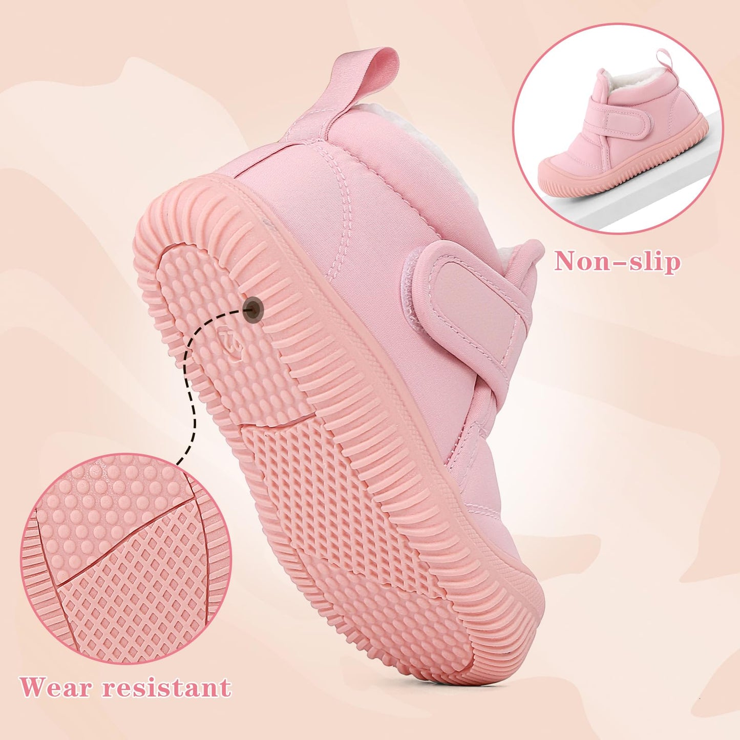 1-5 Years Baby Boys Girls Boots First Walking Shoes Toddler Winter Boots Warne Fur Lined Winter Shoes