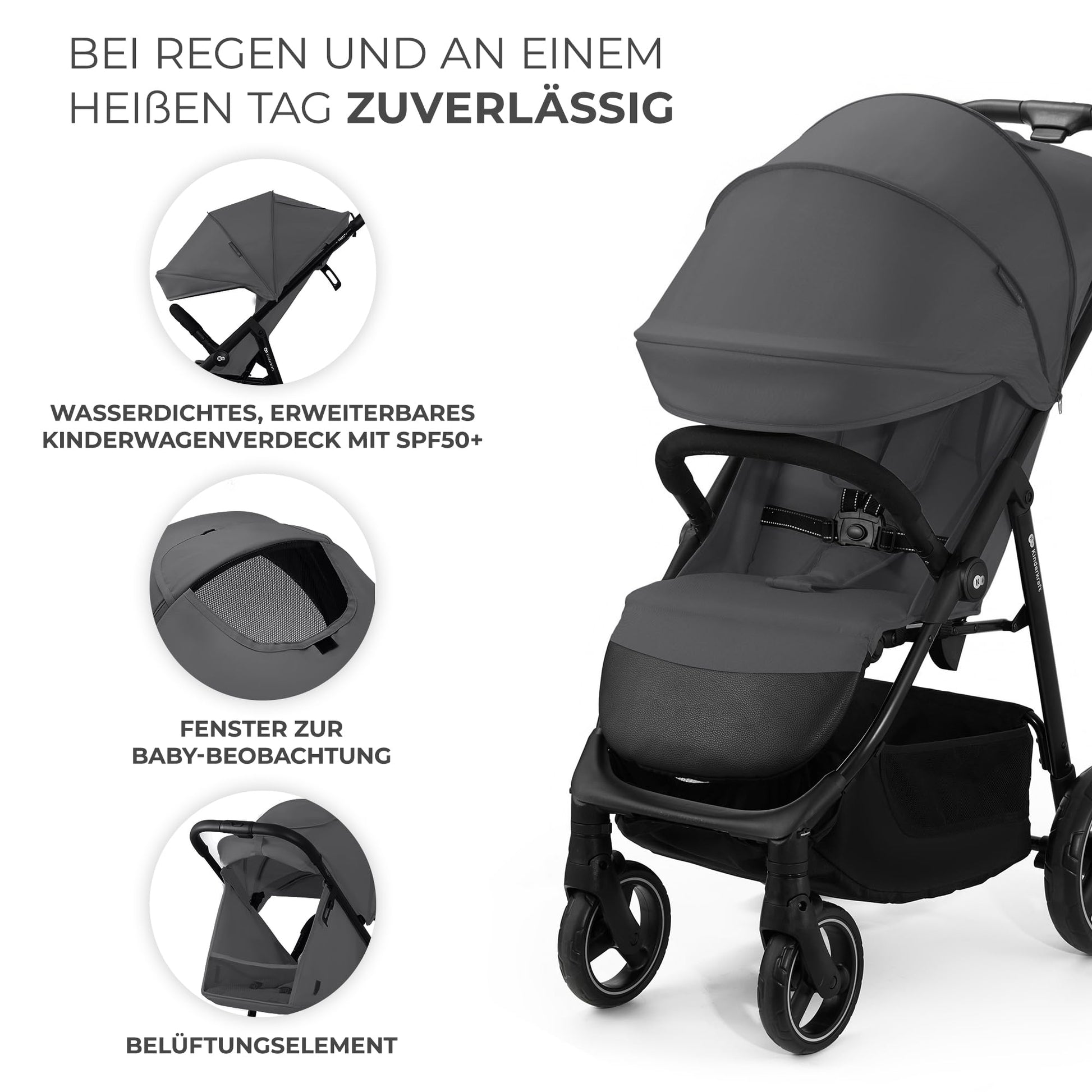 Kinderkraft TRIG 3 Kinderwagen, Kinderbuggy, Liegewagen, Sportwagen, Buggy, Zusammenklappen, Breite und tiefe Sitz, mit Liegeposition, 4 Rad Dämpfung, Große Dach, 5-Punkt-Gurt, bis zu 25 kg, Beige - Meloni2