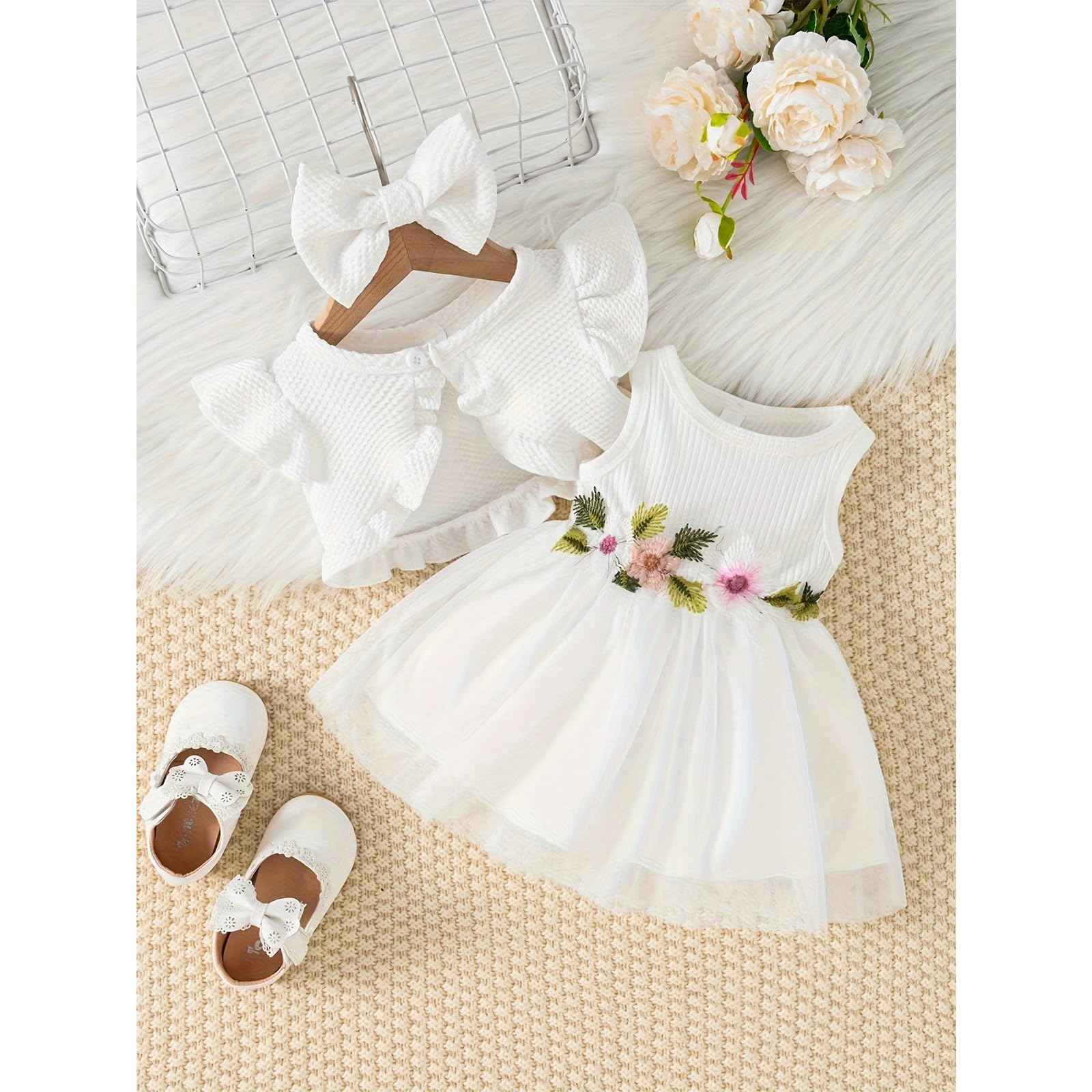 Toddler Baby Girl Dress and Cardigan Set Long Sleeve Cotton Princess Tutu Dresses with Outfits Coat