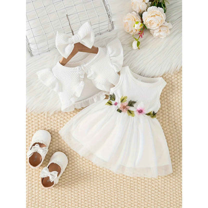 Toddler Baby Girl Dress and Cardigan Set Long Sleeve Cotton Princess Tutu Dresses with Outfits Coat