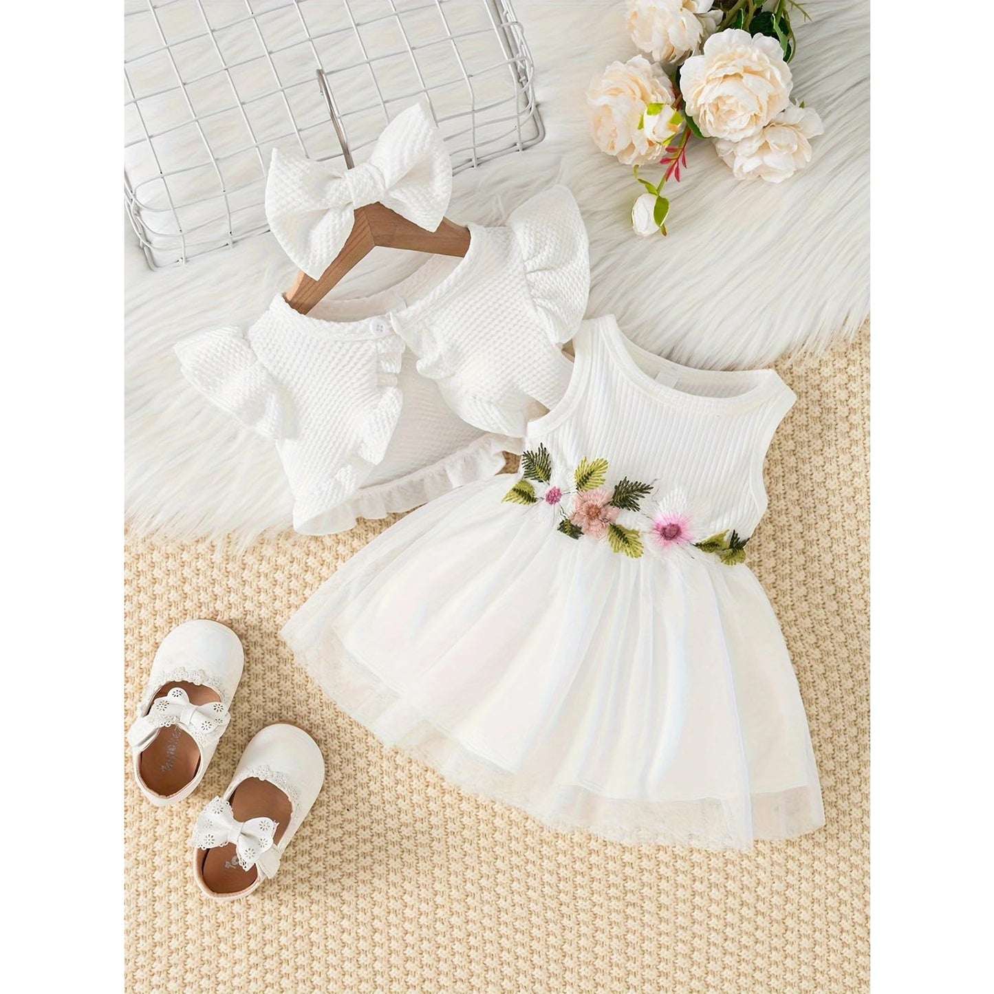 Toddler Baby Girl Dress and Cardigan Set Long Sleeve Cotton Princess Tutu Dresses with Outfits Coat