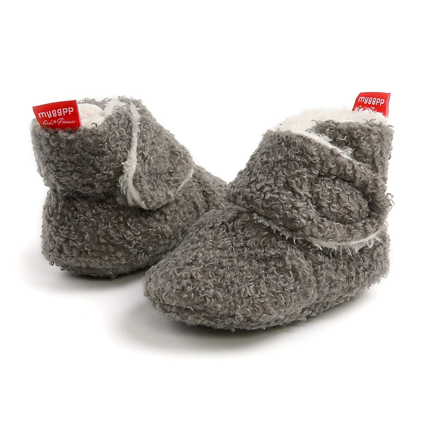 Newborn Warm Winter Booties, Organic Cotton Lining and Non-Slip Stripes, Booties, Sock Shoes for Winter with Soft Sole, Crawling Shoes, Size 0 - 18 Months, Baby Boys and Girls, Prewalker and Toddler Shoes