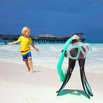 HH HHAO SPORT Children's snorkel set with fins, 180° panorama wide view diving goggles children, adjustable flippers, high-quality diving mask and dry top snorkel