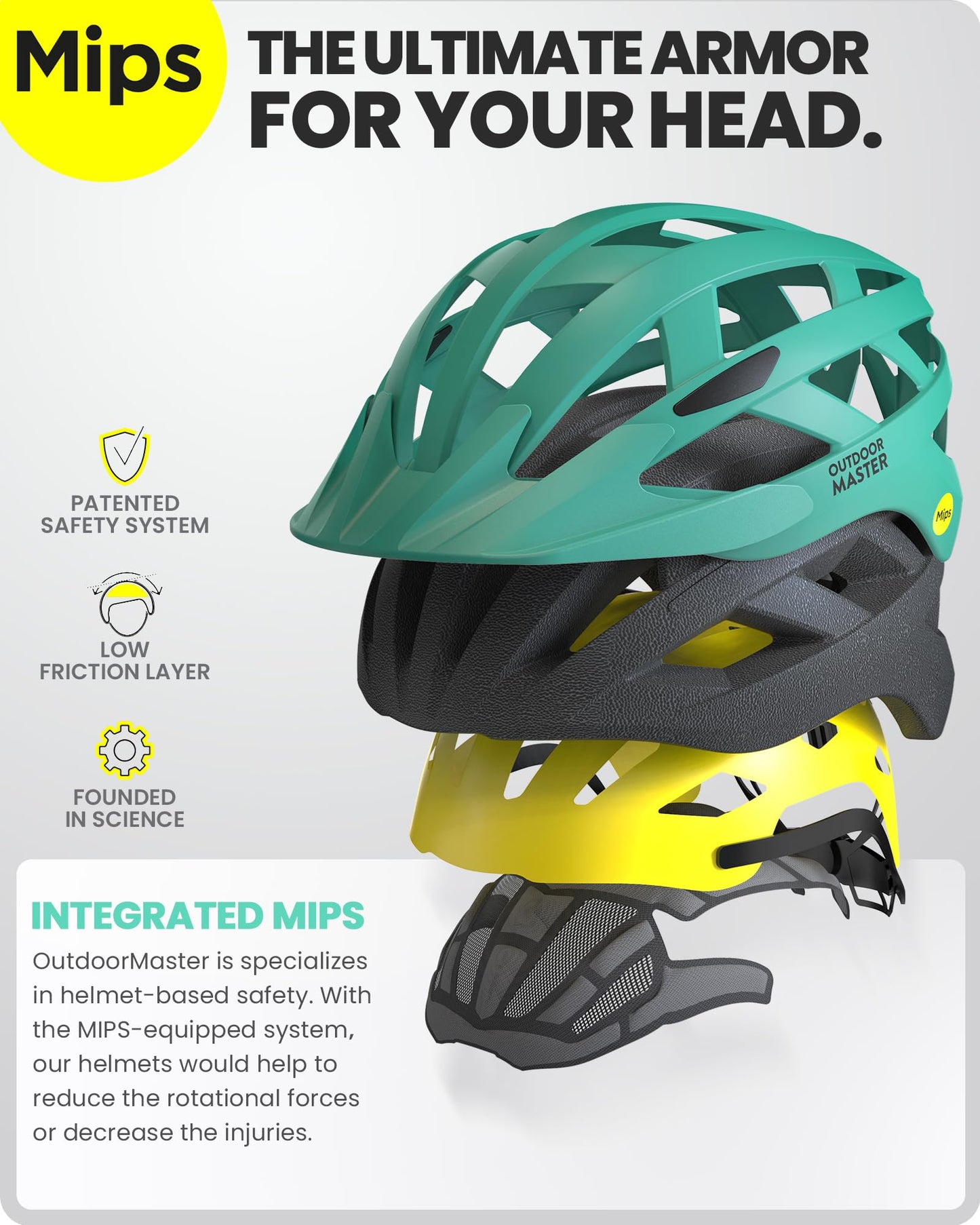 OutdoorMaster MIPS Fahrradhelm - Zwei herausnehmbare Innenfutter & Belüftung in Multi-Environment - Fahrradhelm in Mountain, Autobahn für Jugendliche & Erwachsene
