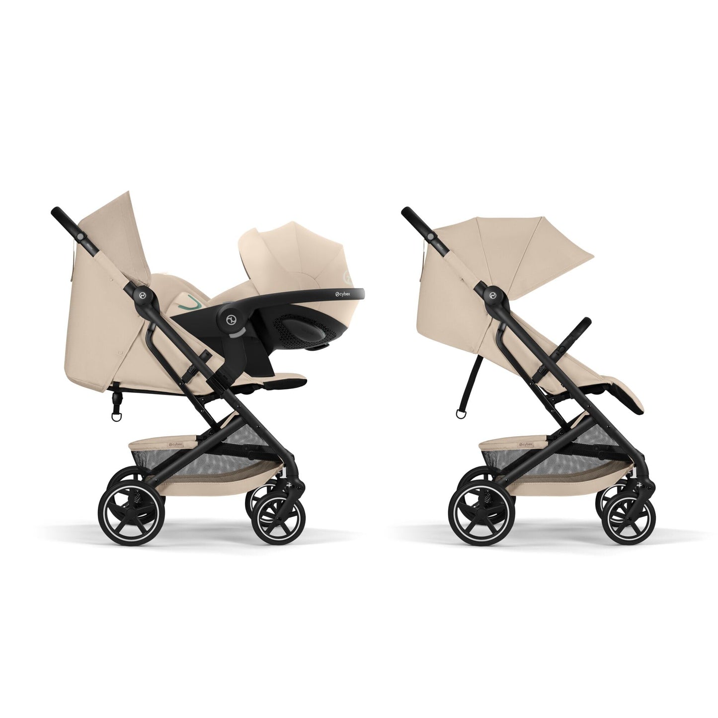 Cybex Gold Kinderwagen Beezy mit One-Pull Harness, Ab Geburt bis ca. 4 Jahre (max. 22 kg), Kompakt und ergonomisch, Magic Black (Schwarz mit schwarzem Rahmen)