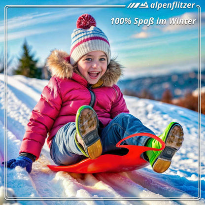 Alpenflitzer® 2 Stück Popo-Rutscher Bob; Schlitten mit Griff; Kinder Po-Rutscher Rodel Schneerutscher Bob Schneeflitzer zum Rodeln & Schlittenfahren 2er Set blau & rot