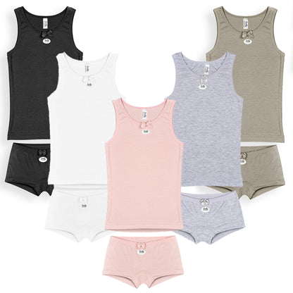 SAMILY Mädchen Unterhosen Unterhemd Set 10er Pack Unterwäsche Baumwolle