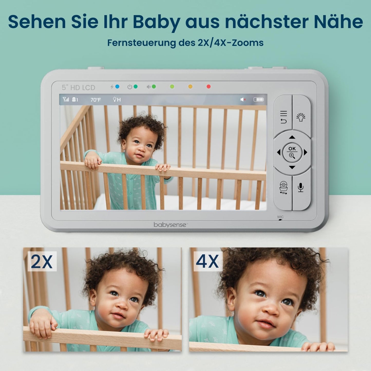 Babysense True Sleep HD Video-Babyphone mit Nachtlichtkamera & Bewegungsmonitor für Babys mit Echtzeit-Warnungen, kontaktlos, 2-in-1, Nur für den Heimgebrauch