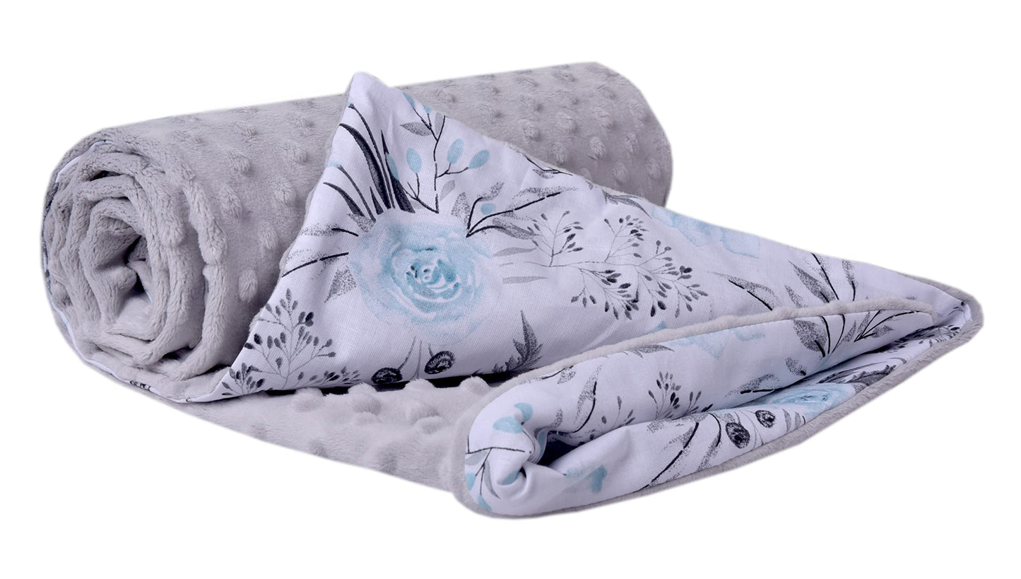 Medi Partners Babydecken Baby 100% Baumwolle Krabbeldecke Babydecke 75x100cm doppelseitig Kinderbett Minky Kuscheldecke Kinderwagen (REH mit grauem Minky)