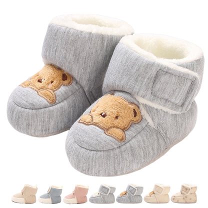 Baby Winter Shoes Warm Baby Shoes Winter Non-Slip Adjustable Newborn Snow Shoes First Walking Shoes Lined Thermal Fleece Crawling Shoes Slippers Winter Boots 0-18 Months