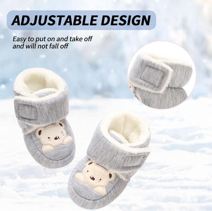 Baby Winter Shoes Warm Baby Shoes Winter Non-Slip Adjustable Newborn Snow Shoes First Walking Shoes Lined Thermal Fleece Crawling Shoes Slippers Winter Boots 0-18 Months 