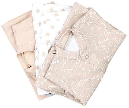 TupTam Baby Jungen Schlafstrampler Langarm Strampler Schlafanzug mit Fuß 3er Pack