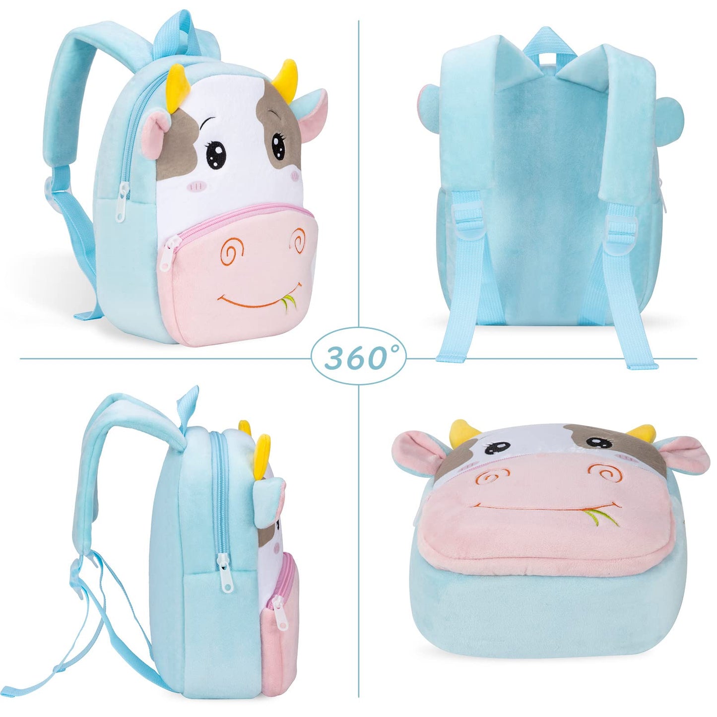 Kinderrucksack Kinder Mini Schulrucksack Tiere Kindergartentasche fur Jungen Madchen Kleinkind (Rosa Kuh)