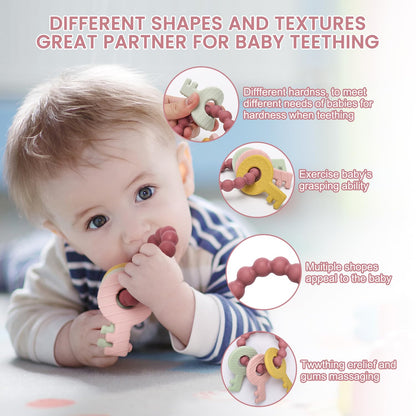 Beißring für Babys,Beißring Schlüssel Babys, BPA - Frei Baby Beißring Spielzeug Schlüssel, Baby Nom Zahnungshilfe für Babys ab 3 Monate - Beissring für Babys in Blau