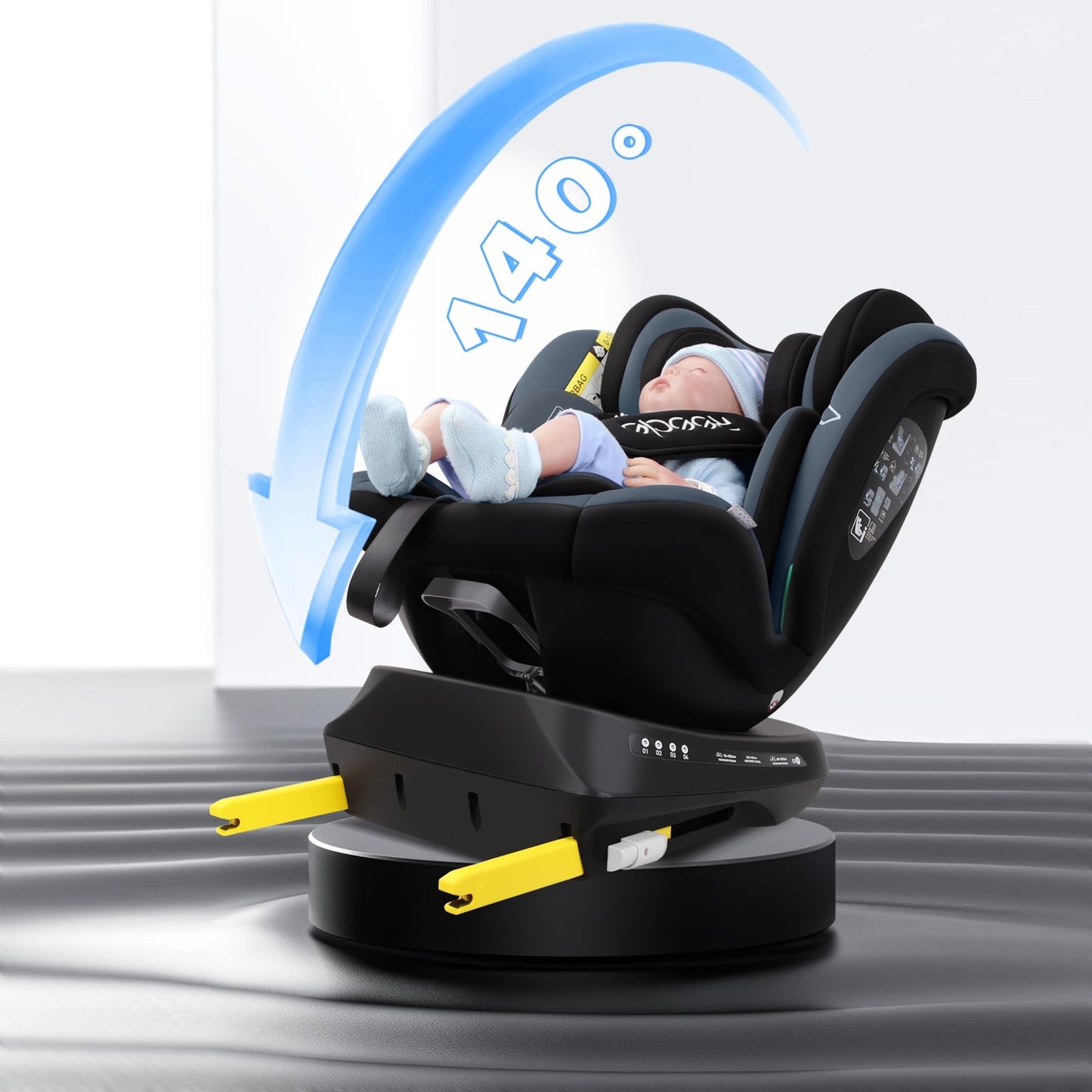 Reecle 360 Drehbar i-Size Kindersitz mit ISOFIX 40-150 cm (0-36 kg) Reboarder, ab Geburt -12 Jahre, ECE R129 - Meloni2