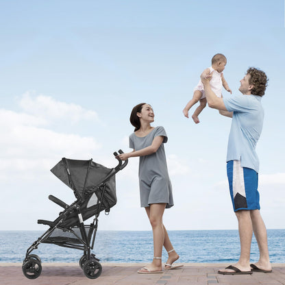 VEVOR Leichter Kinderwagen, kompakt, einfach zusammenklappbar, mit verstellbarer Rückenlehne, Rahmen aus Karbonstahl, großer Aufbewahrungskorb, Kinderwagen mit Schirm für Reisen und mehr, Schwarz/Pink - Meloni2