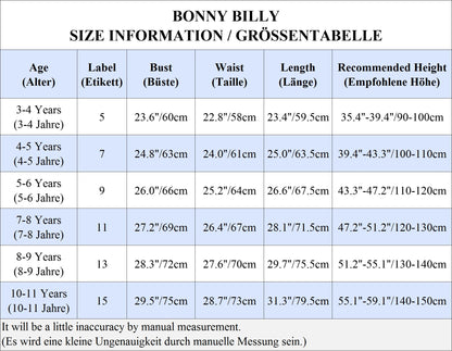 BONNY BILLY Mädchen Kleider Ärmellos Sommer Freizeit Gestreift Blumen A-Linie Kinder Kleid mit Kragen