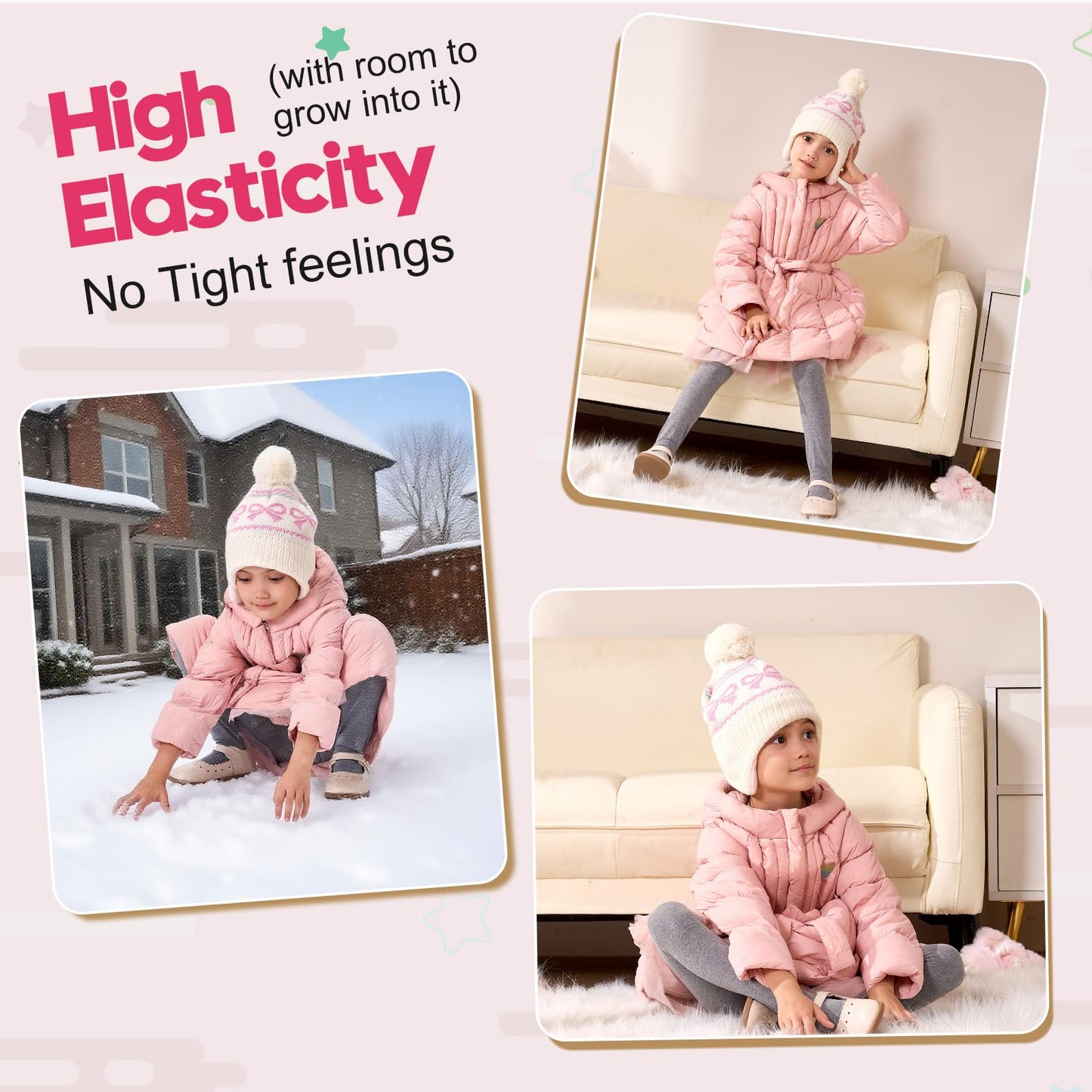 Winter Hat Girls Kids Beanie Earflap Pompom Baby Knitted Hat Girls 
