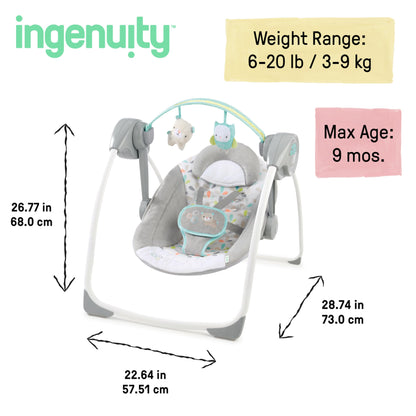 Ingenuity, tragbare Babyschaukel, Cuddle lamp - mit Melodien, Zeit- und Schaukeleinstellung