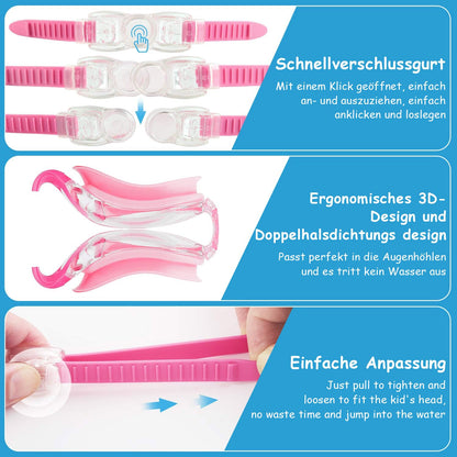COOLOO Schwimmbrille Kinder, 2 Stück Schwimmbrille für Kinder Kind Jungen Mädchen Junior 3-15 Jahre,Anti-Fog,Kein Auslaufen