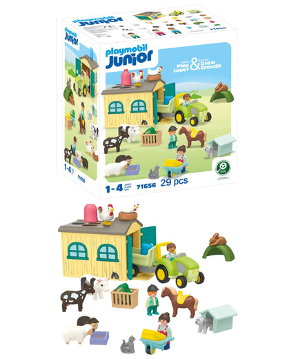 PLAYMOBIL JUNIOR | Tierpension mit Futterspender | nachhaltiges Spielzeug aus biobasierten Kunststoffen | für Kinder ab 1 Jahr | 71690