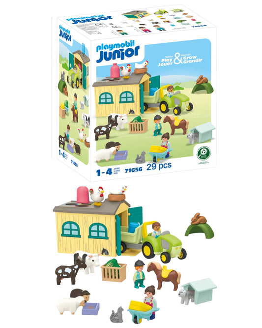 PLAYMOBIL JUNIOR | Tierpension mit Futterspender | nachhaltiges Spielzeug aus biobasierten Kunststoffen | für Kinder ab 1 Jahr | 71690