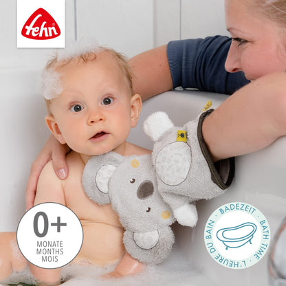 Fehn Waschlappen Lama - Waschhandschuh mit Tiermotiv - Badewannenspielzeug für fröhlichen Badespaß - Babywaschlappen für die Badewanne - weicher Handtuchfrottee für Babys und Kinder ab 0+ Monaten