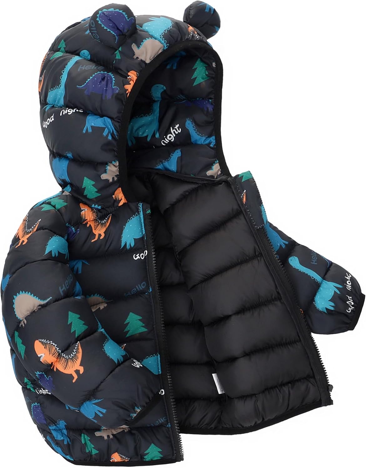 Happy Cherry Winter Jacket Baby Boys Girls Winter Coat with Hood Quilted Jacket Warm Lightweight Down Jacket Winter Cute Printed Outerwear 