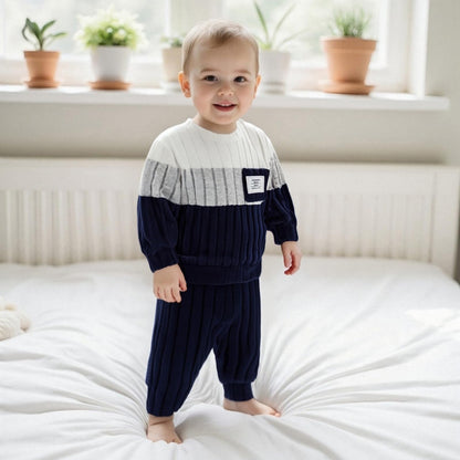 Baby Clothing Boys Winter Jumper Outfit Long Sleeve Sweatshirt + Trousers Children's Clothing Set for Baby Boys Knitted Jumper