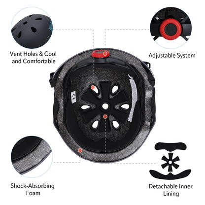 YOOXARMOR Fahrradhelm Kinder, Verstellbar Skaterhelm Reithelm für 3-5-8 Jungen und Mädchen Kinderfahrradhelm Leicht Einstellbar 50-54CM für Fahrrad Roller Skateboard Scooter