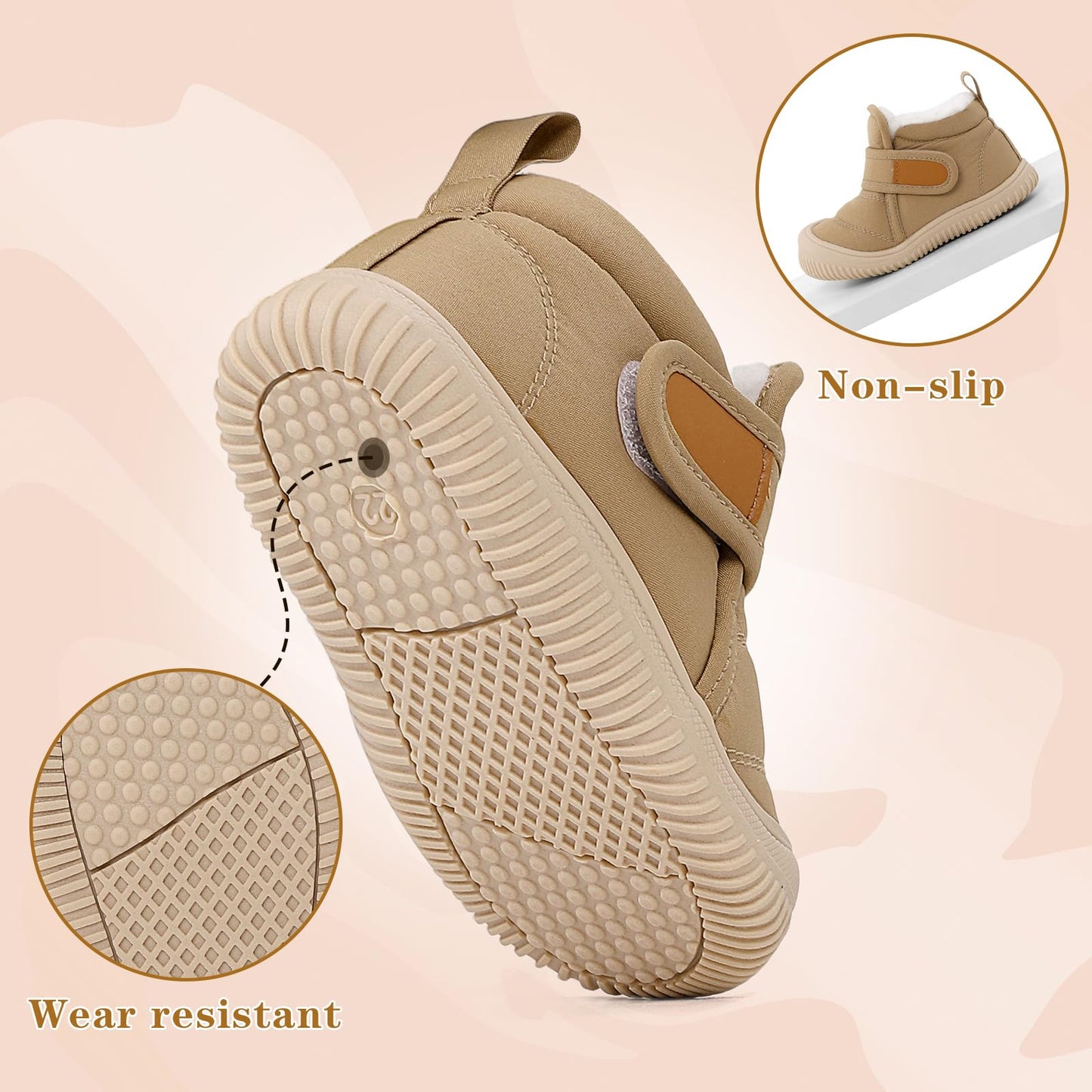 1-5 Years Baby Boys Girls Boots First Walking Shoes Toddler Winter Boots Warne Fur Lined Winter Shoes