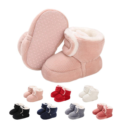 Baby Newborn Fleece Bootie, Winter Warm Non-Slip Soft Sole Winter Shoes, Sock Shoes, Cute Adjustable Crawling Shoes, Prewalker Boots for Girls and Boys, Toddler Size 0-18 Months