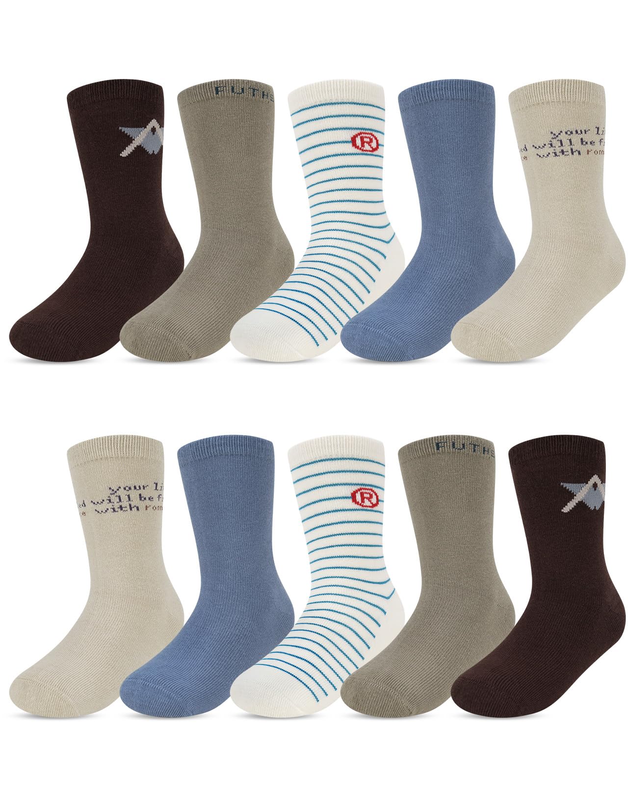 Kyopp 10 Paar Socken Kinder Mädchen und Jungen Klassisch Socken Lustig Cotton Socken Crew Socks Winter/Sommer