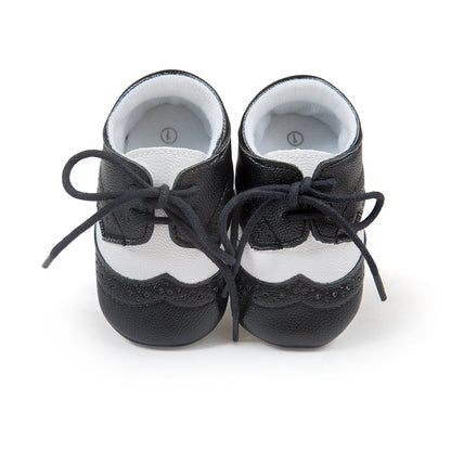 ESTAMICO Babyschuhe für Jungen – PU Schnürsenkel Lauflernschuhe Kleinkind Sneaker Grau 6-12 Monate