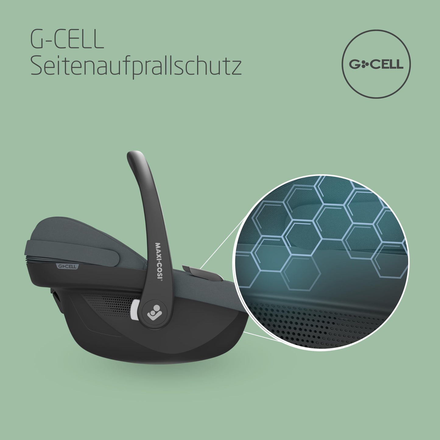 Maxi-Cosi Pebble i-Size, Babyschale, 0–15 Monate, 0–13 kg, 40–83 cm, leichter i-Size Kindersitz, Click&Go-Installation, G-CELL Seitenaufprallschutz, Sitzverkleinerer, Tonal Black - Meloni2