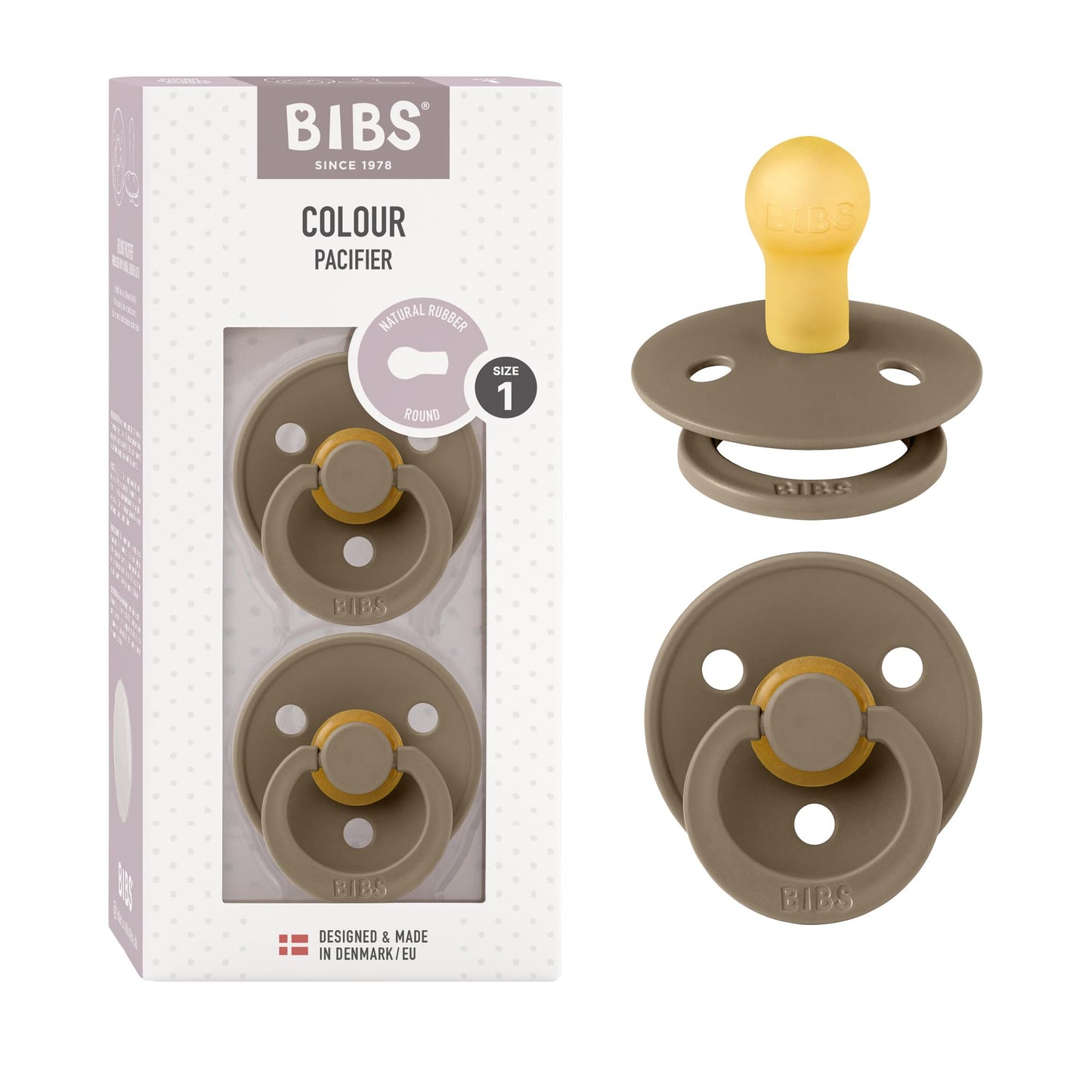 BIBS Colour Schnuller 2er-Pack, BPA-frei, Kirschform Nippel. Naturkautschuk/Latex, Hergestellt in Dänemark. Größe 2 | 6+ Monate | 2-Pack, Coral/Ruby
