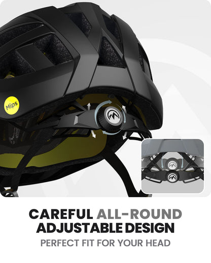 OutdoorMaster MIPS Bike Helmet - Two removable inner linings &amp; ventilation in multi-environment - Bike helmet in mountain, highway for youth &amp; adults 