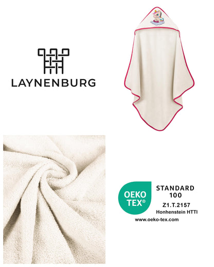 LAYNENBURG Premium Kapuzenhandtuch Baby - Badehandtuch aus 100% Baumwolle - Oeko TEX - Handtuch mit Kapuze für Neugeborene & Kinder - Badetuch, Babyhandtuch Mädchen, Jungen (Waschbär 80 x 80cm)