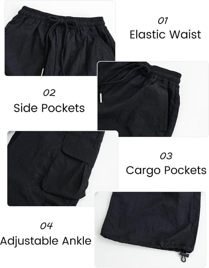Cargo Hose Mädchen Freizeithose Baggy Hip Hop Hose mit Gummibund Schleife Leicht Dünn Sommerhose 4 Taschen Freizeit Streetwear Kinder 5-14 Jahre