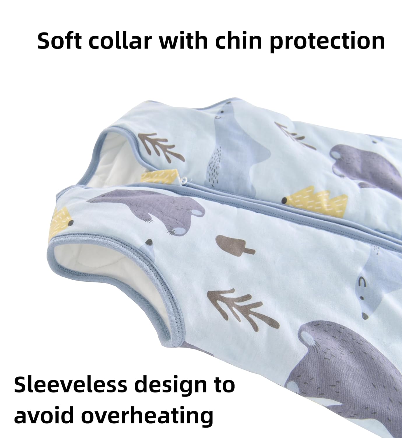 Chilsuessy Baby Sleeping Bag with Legs, 1.5 Tog, Sleeping Bag, 100% Cotton, All-Year Sleeping Bag with Feet, Baby Sleeping Bag, Children, 1.5 Tog/Zebra, 80 cm / Baby Height 85–95 cm