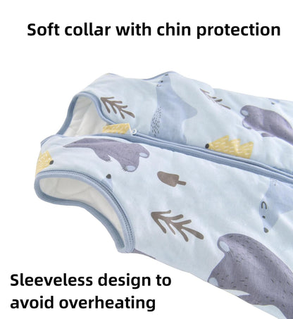 Chilsuessy Baby Sleeping Bag with Legs, 1.5 Tog, Sleeping Bag, 100% Cotton, All-Year Sleeping Bag with Feet, Baby Sleeping Bag, Children, 1.5 Tog/Zebra, 80 cm / Baby Height 85–95 cm