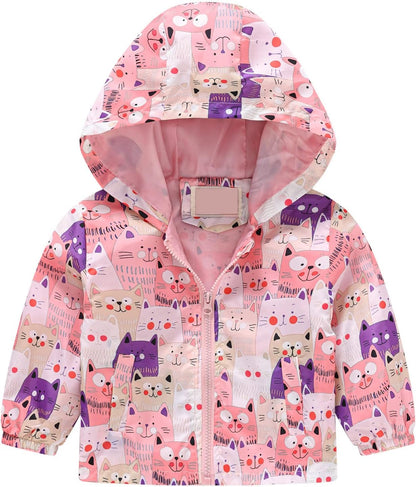 KQIVAM Children's Rain Jacket Transition Jacket Waterproof Outdoor Jacket Windproof with Hood Waterproof Jacket for Children Unisex Rainwear for Girls and Boys 