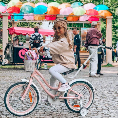 sun baby Mädchenfahrrad 12, 14 und 16 Zoll Radgröße Heart Bike zur Auswahl, mit Abnehmbarer Schubstange, Kinderfahrrad für Mädchen von 2 bis 6 Jahre