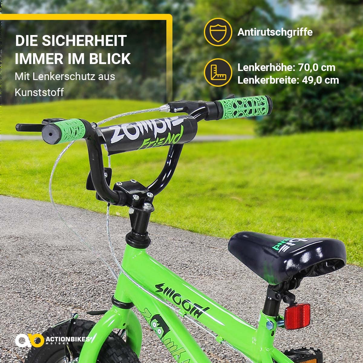 Actionbikes Kinderfahrrad Zombie | 12 16 20 Zoll - V-Brake Bremsen - Fahrrad für Kinder von 2-9 Jahren - Schutzblech v. / h - Kinder Fahrrad für Mädchen & Jungen - Fahrräder - Bicycle - Kinderrad - Meloni2
