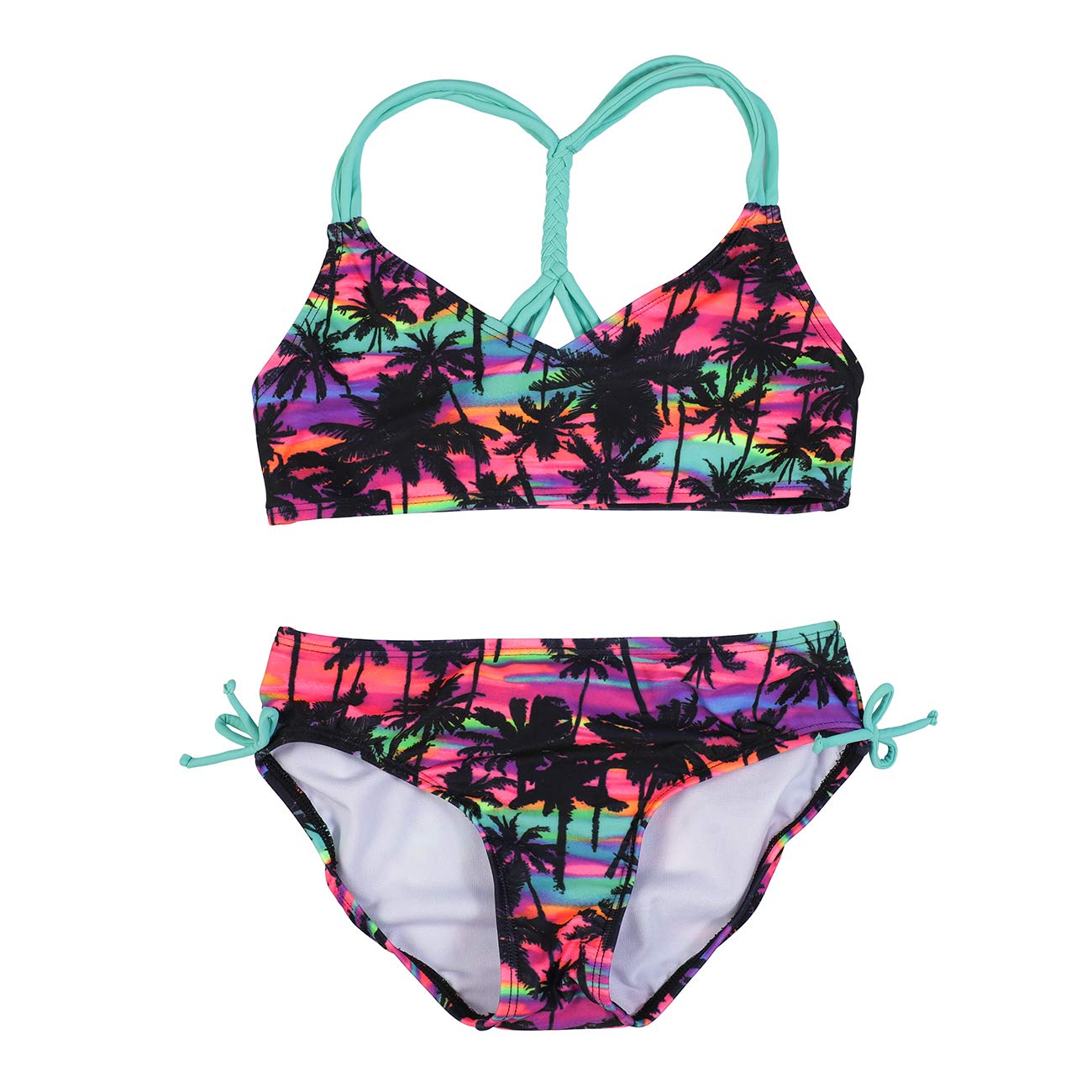 DUSISHIDAN Bikini Kinder Mädchen Zweiteiliger Bademode Süß Badeanzug Zurück überqueren Sommer Swimsuit 110-176