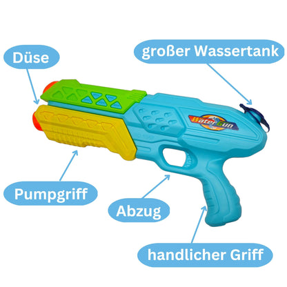 alldoro 60103 Water Power Wasserpistole ca. 27 cm, Reichweite bis zu 8 Meter, Wasserkanone mit 240 ml Wassertank, für Kinder ab 3 Jahren