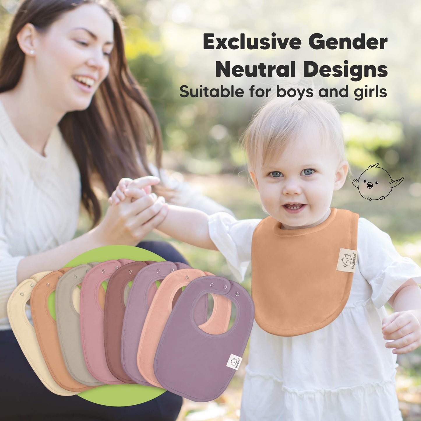 Baby Bibs for Boys &amp; Girls - 8-Pack Organic Cotton Teething Bibs - Baby Bibs for Girls &amp; Boys - Large Bibs for Infants, Toddlers (Wilderness) 