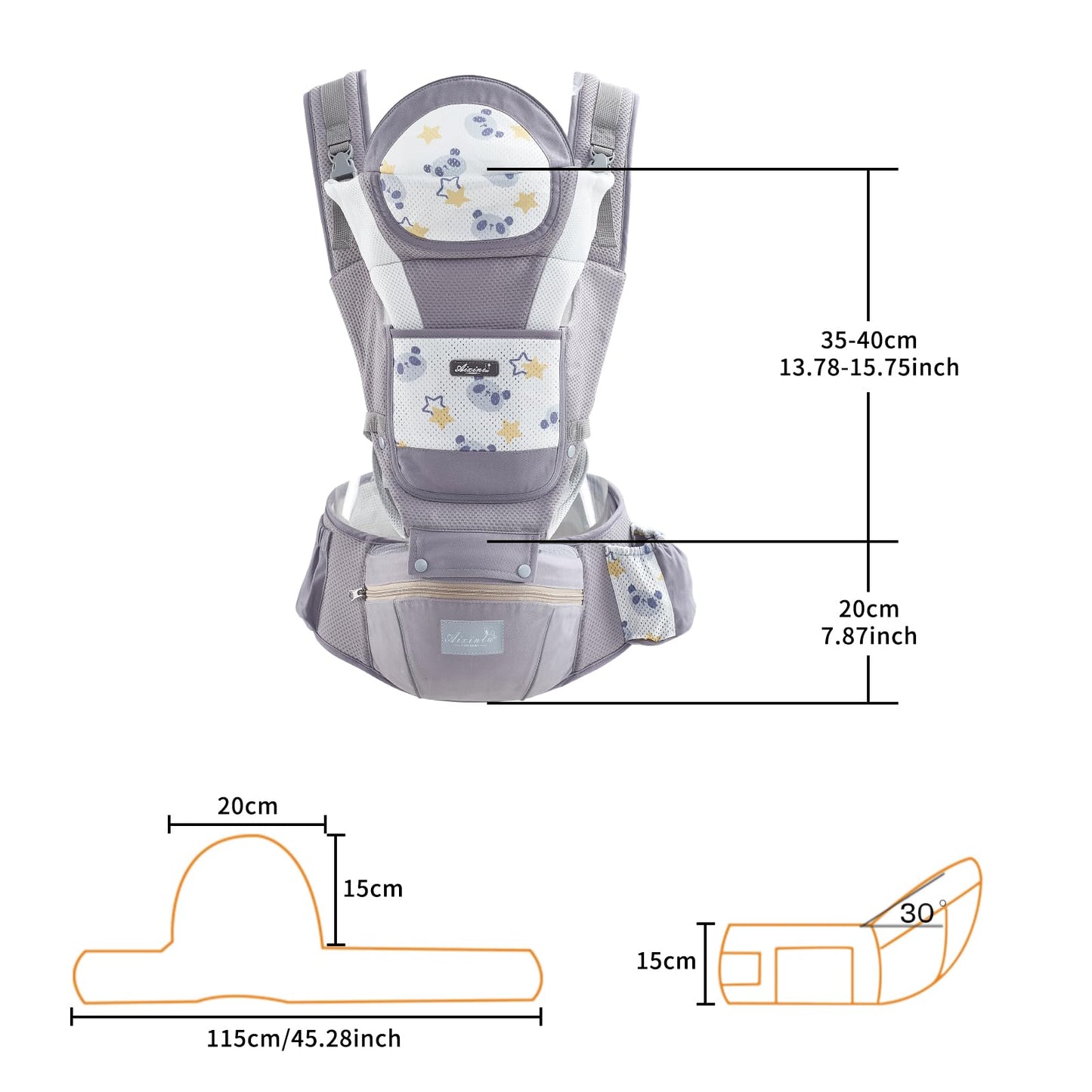 IULONEE Babytrage Baby-Tragetasche Babytrage Neugeborene Ergonomische Babytrage Einfach Anzuziehen Babytrage Hüftsitz Baby Tragegurt Babytragetuch Ideal Für Freihändiges Elterndasein (Grau)